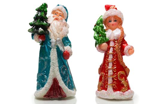 The photograph depicts Santa Claus and Snow Maiden