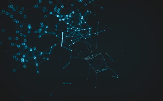 Abstract polygonal space low poly dark background with connecting dots and lines. Connection structure. 3d rendering