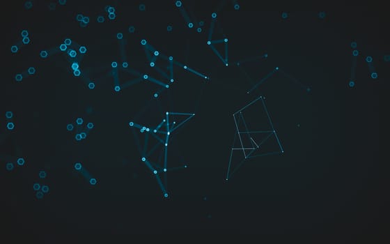 Abstract polygonal space low poly dark background with connecting dots and lines. Connection structure. 3d rendering