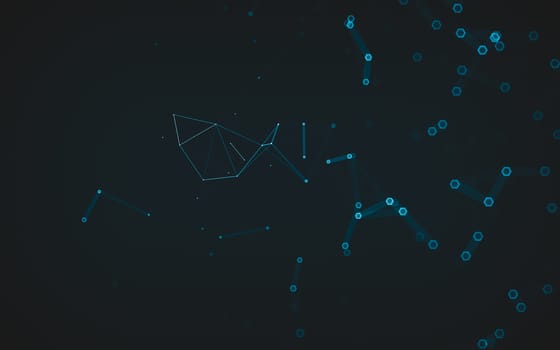 Abstract polygonal space low poly dark background with connecting dots and lines. Connection structure. 3d rendering