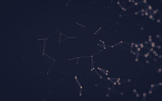 Abstract polygonal space low poly dark background with connecting dots and lines. Connection structure. 3d rendering