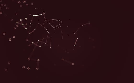 Abstract polygonal space low poly dark background with connecting dots and lines. Connection structure. 3d rendering