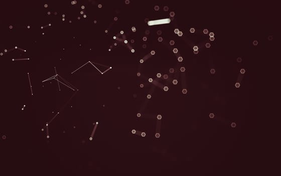 Abstract polygonal space low poly dark background with connecting dots and lines. Connection structure. 3d rendering