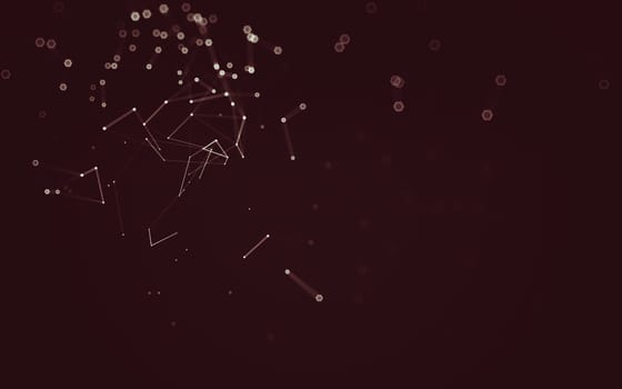 Abstract polygonal space low poly dark background with connecting dots and lines. Connection structure. 3d rendering