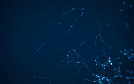 Abstract polygonal space low poly dark background with connecting dots and lines. Connection structure. 3d rendering