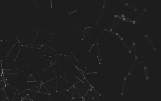 Abstract polygonal space low poly dark background with connecting dots and lines. Connection structure. 3d rendering