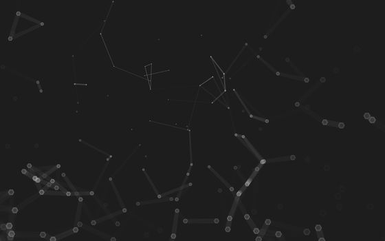 Abstract polygonal space low poly dark background with connecting dots and lines. Connection structure. 3d rendering