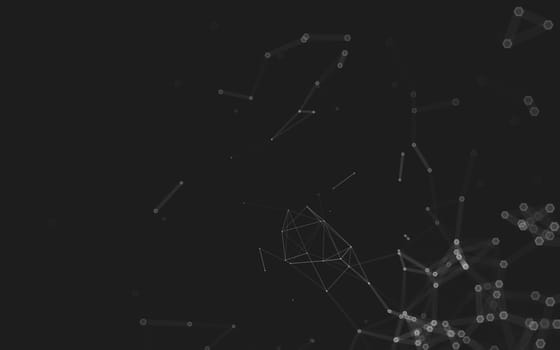 Abstract polygonal space low poly dark background with connecting dots and lines. Connection structure. 3d rendering