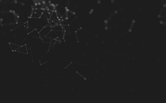 Abstract polygonal space low poly dark background with connecting dots and lines. Connection structure. 3d rendering