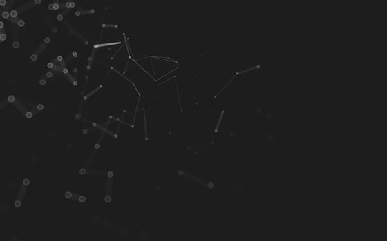 Abstract polygonal space low poly dark background with connecting dots and lines. Connection structure. 3d rendering