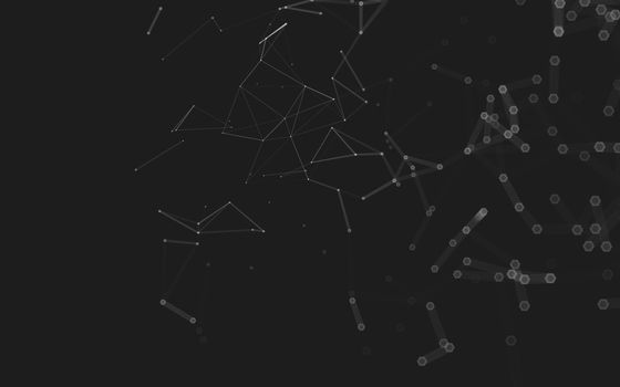 Abstract polygonal space low poly dark background with connecting dots and lines. Connection structure. 3d rendering