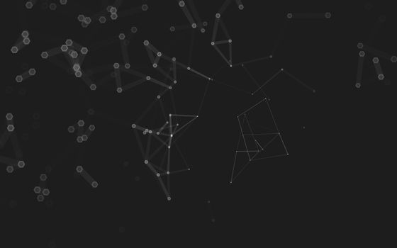 Abstract polygonal space low poly dark background with connecting dots and lines. Connection structure. 3d rendering