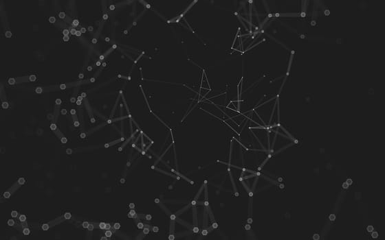 Abstract polygonal space low poly dark background with connecting dots and lines. Connection structure. 3d rendering