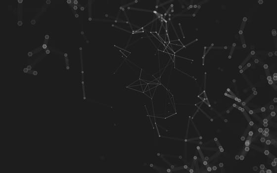 Abstract polygonal space low poly dark background with connecting dots and lines. Connection structure. 3d rendering