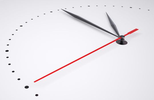 Clock and timestamp without numbers. Isolated on gray. 3D illustration