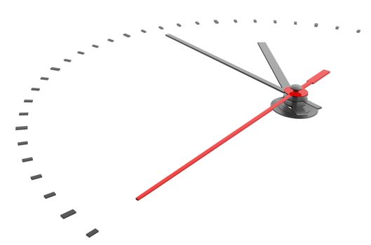 Clock and timestamp without numbers. Isolated. 3D illustration