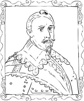 Outline sketch of Gustav II Adolf was the king of Sweden from 1611 to 1632