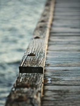 Wooden pier and walk way in Melbourne bay, Australia