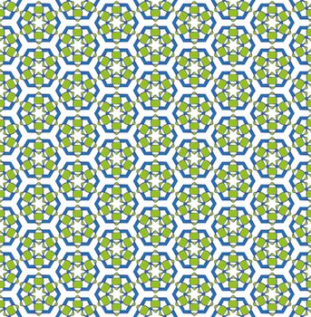abstract background or textile green blue hexagonal flower pattern