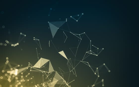 Abstract polygonal space low poly dark background with connecting dots and lines. Connection structure. 3d rendering