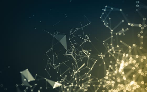 Abstract polygonal space low poly dark background with connecting dots and lines. Connection structure. 3d rendering