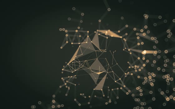 Abstract polygonal space low poly dark background with connecting dots and lines. Connection structure. 3d rendering