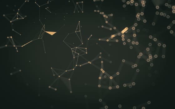 Abstract polygonal space low poly dark background with connecting dots and lines. Connection structure. 3d rendering