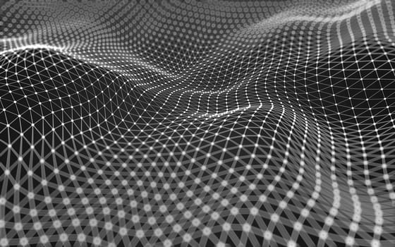 Abstract polygonal space low poly dark background with connecting dots and lines. Connection structure. 3d rendering