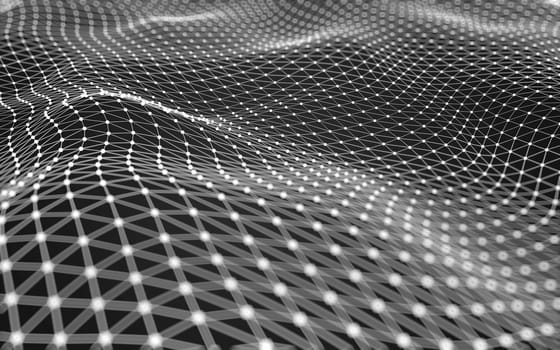 Abstract polygonal space low poly dark background with connecting dots and lines. Connection structure. 3d rendering