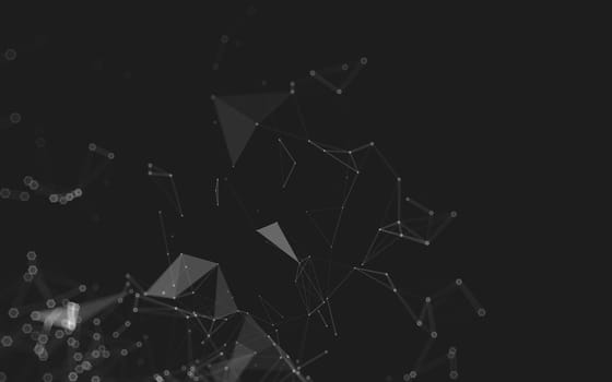 Abstract polygonal space low poly dark background with connecting dots and lines. Connection structure. 3d rendering