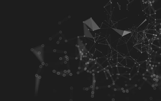 Abstract polygonal space low poly dark background with connecting dots and lines. Connection structure. 3d rendering