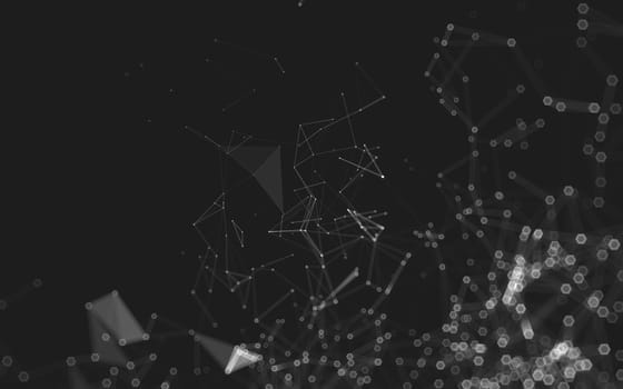 Abstract polygonal space low poly dark background with connecting dots and lines. Connection structure. 3d rendering