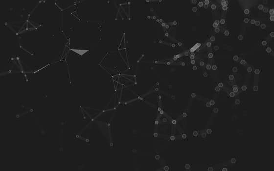 Abstract polygonal space low poly dark background with connecting dots and lines. Connection structure. 3d rendering