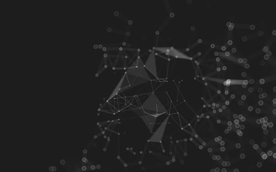 Abstract polygonal space low poly dark background with connecting dots and lines. Connection structure. 3d rendering