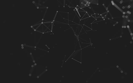 Abstract polygonal space low poly dark background with connecting dots and lines. Connection structure. 3d rendering