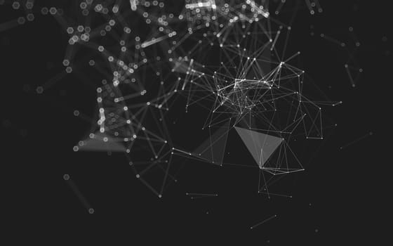 Abstract polygonal space low poly dark background with connecting dots and lines. Connection structure. 3d rendering