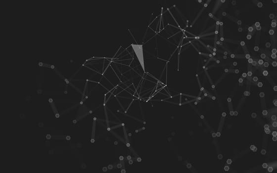 Abstract polygonal space low poly dark background with connecting dots and lines. Connection structure. 3d rendering