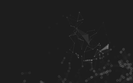 Abstract polygonal space low poly dark background with connecting dots and lines. Connection structure. 3d rendering