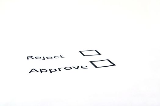 Approve and reject on white paper background