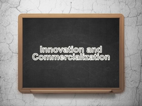 Science concept: text Innovation And Commercialization on Black chalkboard on grunge wall background, 3D rendering