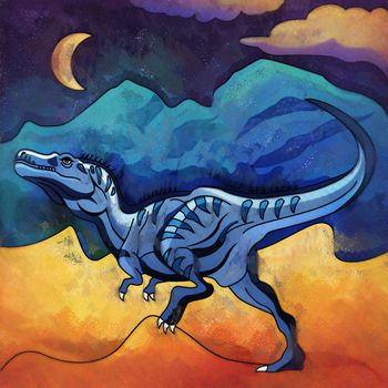 Alectrosaurus. Illustration of a dinosaur in its habitat.