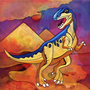 Staurikosaurus. Illustration of a dinosaur in its habitat.