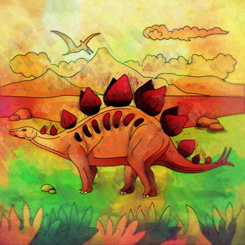 Stegosaurus. Illustration of a dinosaur in its habitat.