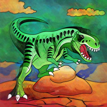 Tyrannosaurus. Illustration of a dinosaur in its habitat.