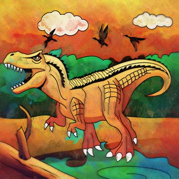 Tyrannosaurus. Illustration of a dinosaur in its habitat.