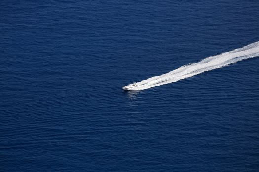 Luxury Boat Wake on Mediterranean Sea, between Cap d'Ail and Monaco