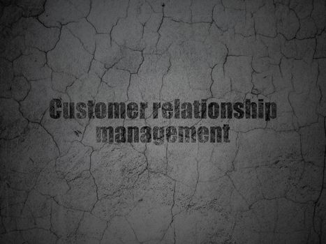 Marketing concept: Black Customer Relationship Management on grunge textured concrete wall background