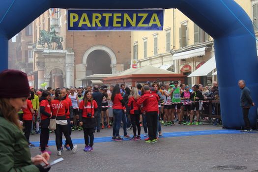 Ferrara, Italy - 20 march 2016 - INTERNATIONAL FERRARA MARATHON - The event sees the participation, only in the two competitive races (Marathon and Half Marathon) to almost 2,000 athletes, on average they are accompanied by at least one person.