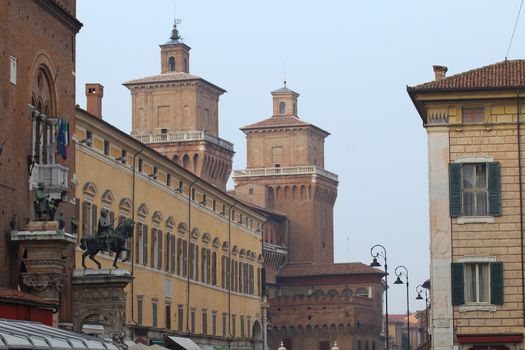View of Castello Estense in Ferrara, Italy