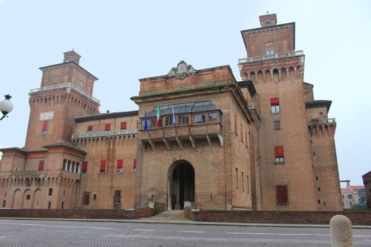 View of Castello Estense in Ferrara, Italy